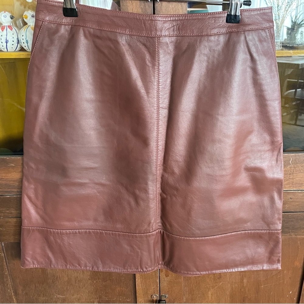 Halogen Chocolate Brown Mini Skirt-soft leather